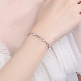 S925 Silver Bracelet Geometric Heart Zircon Classic Jewelry Gift