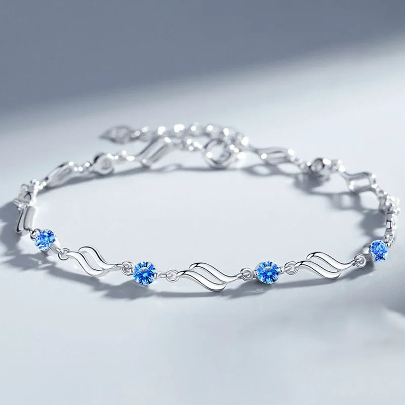 S925 Silver Bracelet Geometric Heart Zircon Classic Jewelry Gift