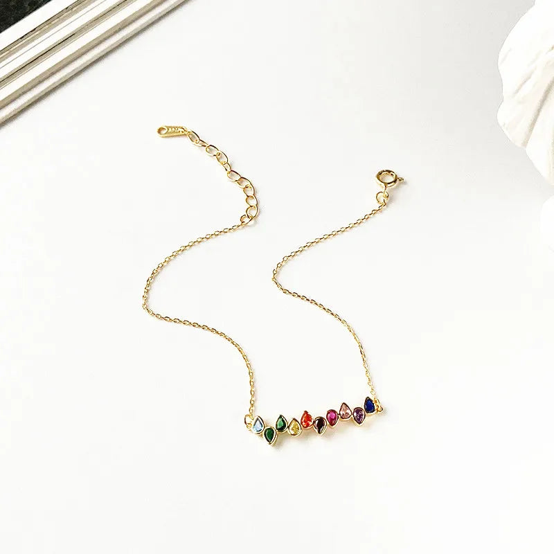 S925 Silver Bracelet Drop Shaped Zircon Jewelry Gift