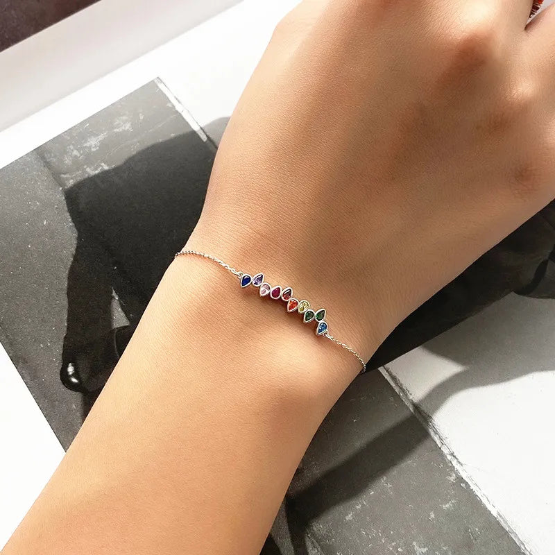 S925 Silver Bracelet Drop Shaped Zircon Jewelry Gift