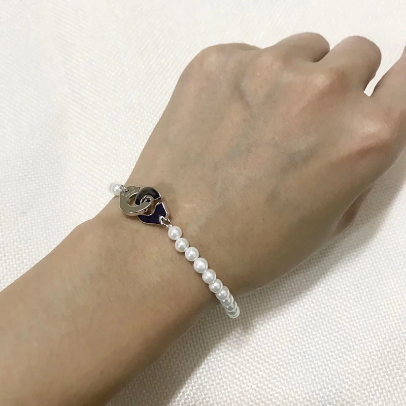 S925 Sterling Silver Pearl Dinh Van Handcuffed Bracelet