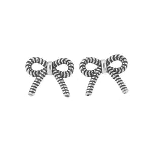 S925 Sterling Silver Bow Stud Earrings Threaded Design European American Jewelry