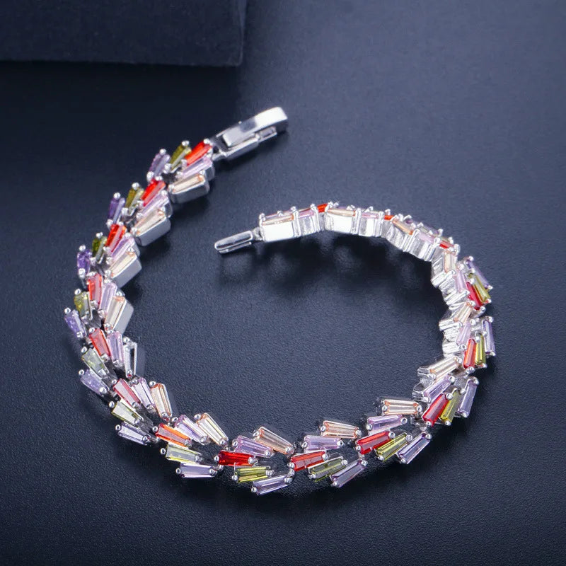S925 Silver Zircon Bracelet Bride Wedding Jewelry