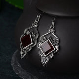 Vintage Thai Silver Ruby Zircon Earrings Gift Jewelry