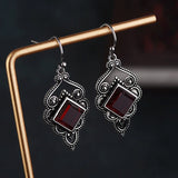 Vintage Thai Silver Ruby Zircon Earrings Gift Jewelry