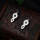 Vintage Thai Silver Moonstone Earrings Water Drop Shape Amethys