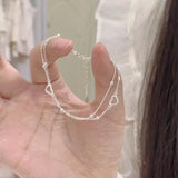 Women's S925 Silver Bracelet Heart Bead Small Fresh Jewelry