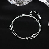 Women's S925 Silver Bracelet Heart Bead Small Fresh Jewelry