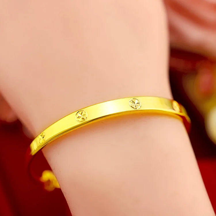 Women's Sand Car Flower Screw Pattern Plated Bracelet Gift