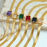 Colorful Zircon Necklace Bracelet Set Stainless Steel Snake Chain