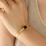 Colorful Zircon Necklace Bracelet Set Stainless Steel Snake Chain