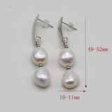 Baroque Pearl Stud Earrings Long Boho Pearl Earrings