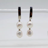 Baroque Pearl Stud Earrings Long Boho Pearl Earrings