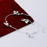 Women's Silver Anklet 925 Sterling Silver Summer Foot Ornaments