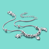 Silver Moon & Star Pendant Anklet 925 Silver Beach Jewelry