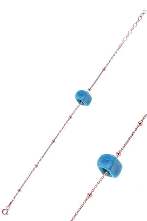 Silver Turquoise Stone Ball Anklets