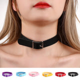 Women's PU Leather Necklace Collar Square Buckle Punk Gothic Necklace