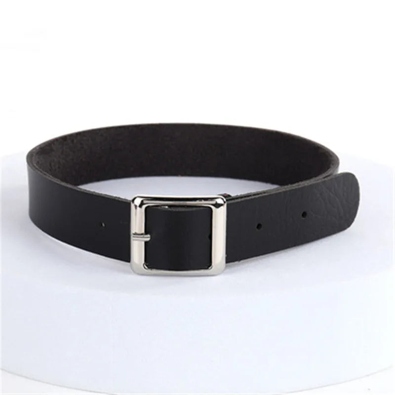 Women's PU Leather Necklace Collar Square Buckle Punk Gothic Necklace
