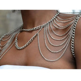 Women's Shoulder Chain Alloy Layer Choke Fringe Body Chain