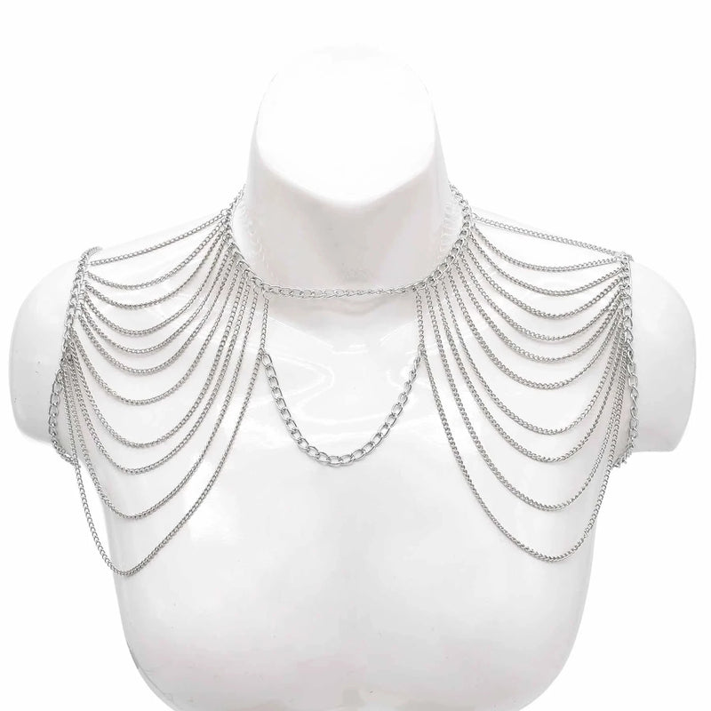 Women's Shoulder Chain Alloy Layer Choke Fringe Body Chain