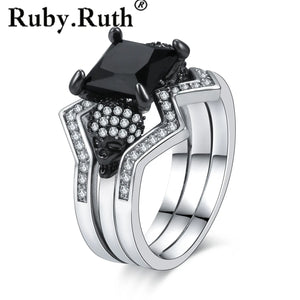 Women's Skull Ring CZ Stone Punk skull Men's Jewelry Rings Set