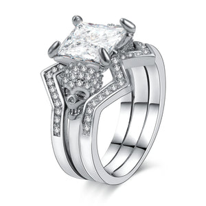Women's Skull Ring CZ Stone Punk skull Men's Jewelry Rings Set