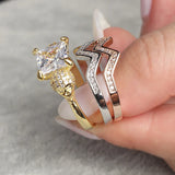 Women's Skull Ring CZ Stone Punk skull Men's Jewelry Rings Set