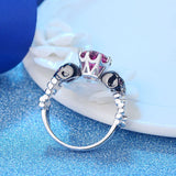 Women's Skull Ring Red Zircon Wedding Ring