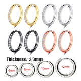 Women's Small Crystal Hoop Earrings Stainless Steel Ear Clasp Fine Jewelry