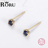 Women's Small Stud Earrings Silver 925 Zircon Jewelry