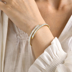 Women's Square Bling CZ Stone Cuff Bracelets