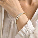 Women's Square Bling CZ Stone Cuff Bracelets
