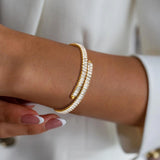 Women's Square Bling CZ Stone Cuff Bracelets