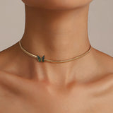 Vintage Butterfly Choker Collar Necklace Stainless Steel