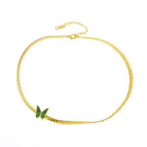 Vintage Butterfly Choker Collar Necklace Stainless Steel