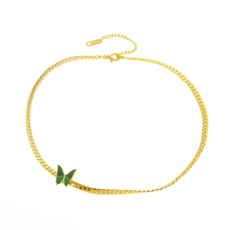 Vintage Butterfly Choker Collar Necklace Stainless Steel