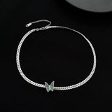 Vintage Butterfly Choker Collar Necklace Stainless Steel