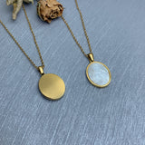 Women's Mother of Pearl Religious Necklace Oval Shell Pendant