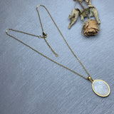 Women's Mother of Pearl Religious Necklace Oval Shell Pendant