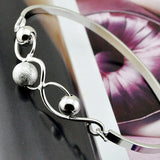 Sterling Silver Bangle with Frosted Bead Pendant