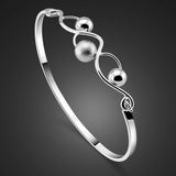 Sterling Silver Bangle with Frosted Bead Pendant