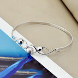 Sterling Silver Bangle with Frosted Bead Pendant