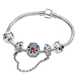 Women's Sterling Silver Bracelet Set Retro Symmetry Snake Bone with Safety Chain