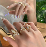 Women's Sterling Stackable Ring Butterfly Flowers Zircon Wedding Rings Set