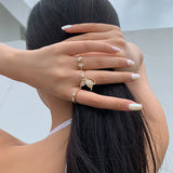 Women's Sterling Stackable Ring Butterfly Flowers Zircon Wedding Rings Set