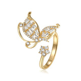 Women's Sterling Stackable Ring Butterfly Flowers Zircon Wedding Rings Set