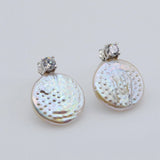 Coin Shape Baroque Pearl Stud Earrings