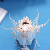 Floral Tassel Wings Hair Crown for Hanfu