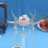 Floral Tassel Wings Hair Crown for Hanfu