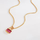 Women's Tiny Crystal Necklace for Girls Lock Pendant Neck Jewelry
